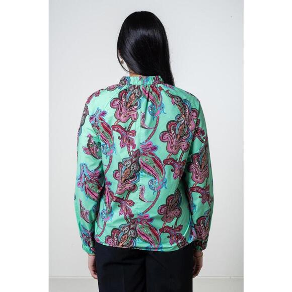 Tibi Teal Paisly Tunic Top - Picture 5 of 8